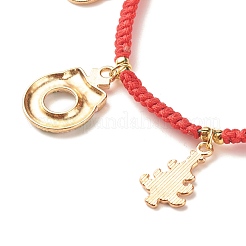 Christmas Wreath & Snowman & Snowflake Alloy Charm Braided Bead Bracelet for Women&nbsp;BJEW-JB08194