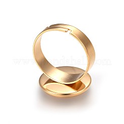 Ion Plating(IP) Adjustable 201 Stainless Steel Finger Rings Components&nbsp;STAS-G187-01G-14mm