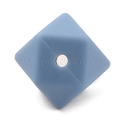 食品グレードの環境に優しいシリコーンビーズ  六角  マリンブルー  17x17x17mm  穴：2.5mm&nbsp;SIL-TAC0001-09A