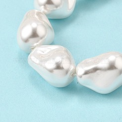 電気メッキ磁器模造真珠ビーズ連売り  ナゲット  ホワイト  21~22x15~17x13~15mm  穴：1mm  約19個/連  15.80''（40センチメートル）&nbsp;PORC-K009-01C
