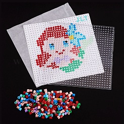 DIYヒューズビーズキット  ヒューズビーズ付き  ABCプラスチックペグボード  模様ペーパー  アイロン用紙とプラスチックピンセット  ミックスカラー&nbsp;DIY-RD0001-07