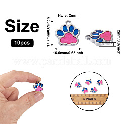 合金エナメルチャーム  ツートン  犬の足跡  プラチナ  スミレ  17.7x16.6x2mm  穴：2mm&nbsp;ENAM-TAC0001-06C
