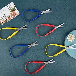 ステンレス鋼のループはさみ  プラスチック製のループハンドル付き  適応型切断はさみ  十代の若者たちと大人向け  ミックスカラー  200x74.5x14.5mm  3色  2個/カラー  6個/セット&nbsp;TOOL-NB0001-29