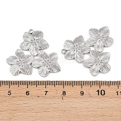 304ステンレスペンダント  トリプルフラワーチャーム  ステンレス鋼色  29x31x2mm  穴：1.8mm&nbsp;STAS-I363-06P