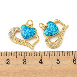 Valentine's Day Brass Micro Pave Cubic Zirconia with Synthetic Opal Pendants&nbsp;KK-D096-02A-G