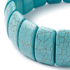 Synthetic Turquoise Rectangle Beaded Stretch Bracelets&nbsp;BJEW-P299-10A