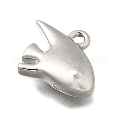 オーシャンシリーズ 304 ステンレススチールチャーム  変色防止  魚  10.5x12.5x2.5mm  穴：1.2mm&nbsp;STAS-H477-01F-P