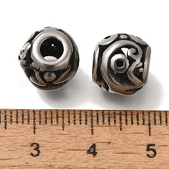 304ステンレススチールヨーロピアンビーズ  大穴ビーズ  ヤモリのロンデル  アンティークシルバー  10.5x9.5mm  穴：4mm&nbsp;STAS-D191-04I-AS