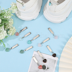 12Pcs 6 Styles Heart Natural & Synthetic Gemstone Shoe Charms&nbsp;HJEW-CA00019