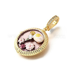 Brass Micro Pave Cubic Zirconia & Enamel Pendants&nbsp;KK-R222-14G-04