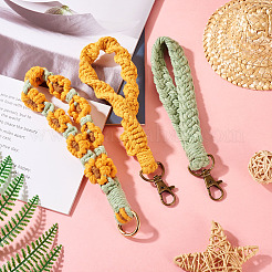 3Pcs 3 Style Cotton Handmade Braided Wrist Lanyard Pendant Decorations&nbsp;AJEW-TA0001-47B