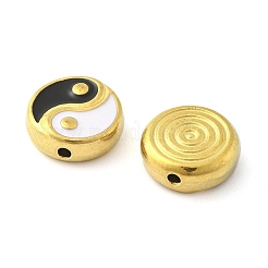 304ステンレススチールビーズ  エナメル  陰陽  イオンプレーティング（ip）  18KGP本金メッキ  11.5x4.5mm  穴：1.5mm&nbsp;STAS-D369-06G