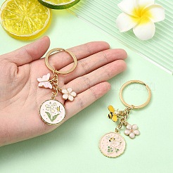 合金エナメル＆アクリルキーホルダー  鉄パーツ  蝶  ゴールドカラー  8.2cm&nbsp;KEYC-YW00136-01