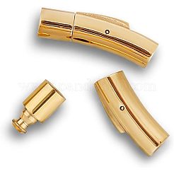 チューブ 304 ステンレススチール バヨネット留め金  ジュエリーパーツ  コラム  ゴールデン·ステンレス鋼色  28x7x7.5mm  穴：5mm  2色  2セット / カラー  4セット /箱&nbsp;STAS-UN0001-92