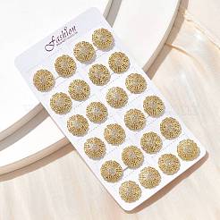真鍮マイクロペーブクリアキュービックジルコニアスタッドピアス  長持ちメッキ  18KGP本金メッキ  花  13mm&nbsp;EJEW-D305-04G