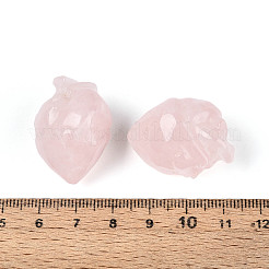 天然ローズクォーツハートビーズ  穴なし/ドリルなし  28~31x21~23x18.5~20mm&nbsp;G-T144-04A