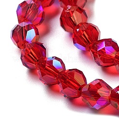 電気メッキガラスビーズセット  多面カット  双円錐形  ファイヤーブリック  5.5~6x5mm  穴：1.2mm  約78~79個/連  15.35~15.55''（39~39.5センチメートル）&nbsp;GLAA-A014-02E