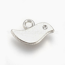 チベット風合金チャーム  カドミウムフリー＆ニッケルフリー＆鉛フリー  鳥  プラチナ  7x11x1mm  穴：1mm&nbsp;TIBEP-A18898-P-FF