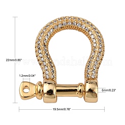 Brass Micro Pave Clear Cubic Zirconia D-Ring Anchor Shackle Clasps&nbsp;ZIRC-S066-052-NF