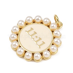 Flat Round with 11:11 Brass Enamel Pendants&nbsp;KK-S526-12G-A