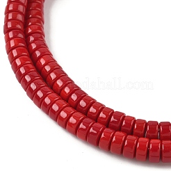 オペークガラスビーズ連売り  ディスク  レッド  6x3mm  穴：1.2mm  約115個/連  14.96''（38センチメートル）&nbsp;X-GLAA-I060-01C