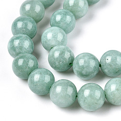 天然ミャンマー産翡翠/ビルマ翡翠ビーズ連売り  染め  ラウンド  10mm  穴：1mm  約40個/連  15.1インチ&nbsp;X-G-T064-22-10mm