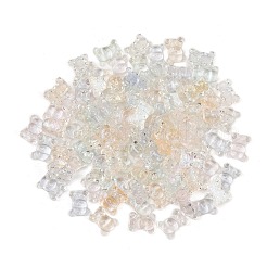 透明レジンカボション100個  グリッターパウダー付き  クマ  ミックスカラー  10x8x3mm&nbsp;CRES-FP0001-14