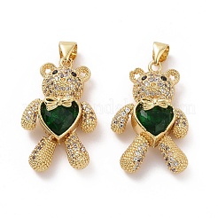 Brass Cubic Zirconia Pendants&nbsp;KK-G453-03G