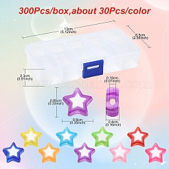 300Pcs 10 Colors Star Acrylic Beads&nbsp;TACR-YW0001-93