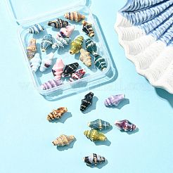 26 個 13 色の手作り磁器ビーズ  巻き貝の形  光沢釉の磁器  ミックスカラー  20x10.5x10mm  穴：1.8mm  2個/カラー&nbsp;PORC-FS0001-28
