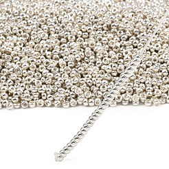 MIYUKIラウンドロカイユビーズ  日本製シードビーズ  （rr1051)亜鉛メッキシルバー  11/0  2x1.3mm  穴：0.8mm  約1111個/10g&nbsp;X-SEED-G007-RR1051