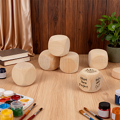 シマウッドのブランクダイス  未完成の木製サイコロ  桃パフ  60x60x60mm&nbsp;WOOD-WH0124-154B