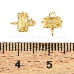 Brass Pave Cubic Zirconia Rectangle Connector Charms&nbsp;KK-P347-06G