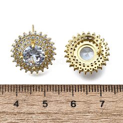 Brass Micro Pave Clear Cubic Zirconia Stud Earrings&nbsp;EJEW-F363-05G