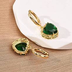 Valentine's Day Heart Brass & Glass Hoop Earrings&nbsp;EJEW-Z164-23G-04