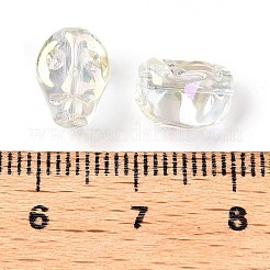電気メッキガラスビーズセット  スカル  淡黄色  10x8x7.5mm  穴：1mm  約65個/連  25.59''（65センチメートル）&nbsp;EGLA-T021-09D