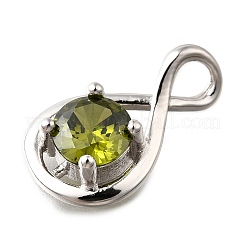 925 Sterling Silver Pave Cubic Zirconia Pendants&nbsp;STER-V001-03P-08