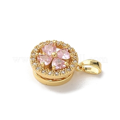 真鍮マイクロパヴェクリアキュービックジルコニアペンダント  クローバー  15x13x7mm  穴：3x4.5mm.&nbsp;ZIRC-D276-01G-G