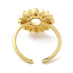 Brass Micro Pave Cubic Zirconia Cuff Rings for Women&nbsp;RJEW-P129-06B-G