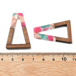樹脂とクルミのペンダント  台形  ミックスカラー  38x24.5x2.5mm  穴：1.8mm&nbsp;FIND-R051-03H