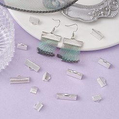 120個6スタイルアイアンリボンクリンプエンド  長方形  銀  6~8x7~20mm  穴：1~2mm  20個/スタイル&nbsp;IFIN-YW0003-22