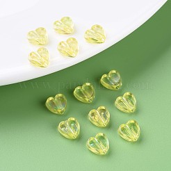 透明なアクリルビーズ  ABカラーメッキ  ハート  きいろ  7.5x8x3mm  穴：1.8mm  約3620個/500g&nbsp;MACR-S373-114-C03
