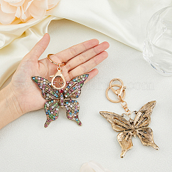 2Pcs Colorful Rhinestones Hollow Butterfly Alloy Pendant Keychain&nbsp;KEYC-HY0001-14