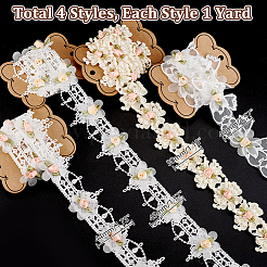 4 Yards 4 Styles Organza Flower Lace Trim&nbsp;SRIB-GA0001-10