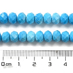 染色された天然のハウライトビーズ連売り  ファセットロンデル  ドジャーブルー  7.5~8x5.5mm  穴：1mm  約72個/連  15.31インチ（38.9cm）&nbsp;G-G023-A01-01B