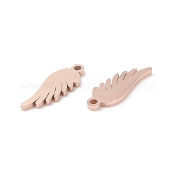 304ステンレスペンダント  ウイング  ローズゴールド  13.5x4.5x0.8mm  穴：1mm&nbsp;STAS-E159-06RG