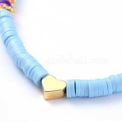 Handmade Polymer Clay Heishi Bead Stretch Bracelets&nbsp;BJEW-JB05077-05