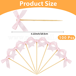 100Pcs Bowknot Cloth Cake Toppers with Wood Stick&nbsp;AJEW-CN0005-62