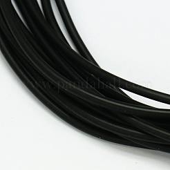 合成ゴムビーズコード  ラウンド中空  ブラック  4.0mm  穴：1.5mm  約1.09ヤード（1m）/連&nbsp;RCOR-A013-03-4.0mm