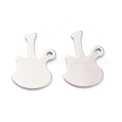 変色しない201ステンレススチールペンダント  空白タグのスタンプ  ギター  ステンレス鋼色  19.5x13x0.8mm  穴：1.5mm&nbsp;LS-STAS-F266-05P